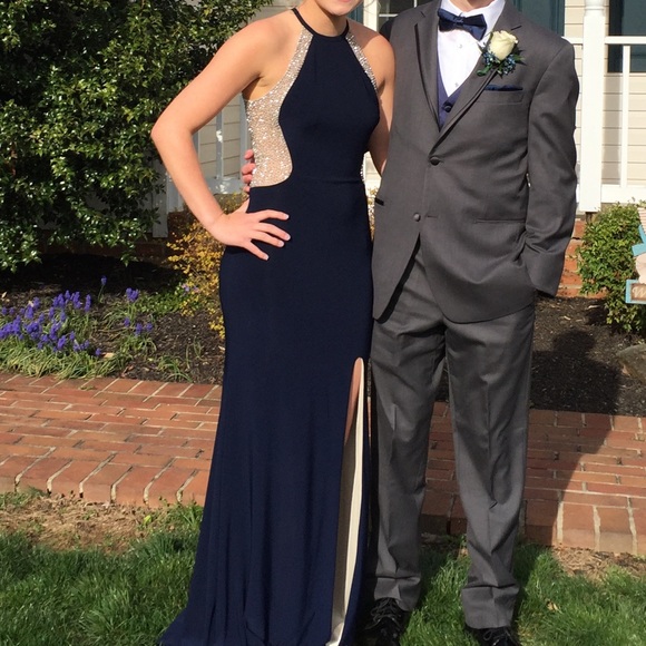 size 8 navy blue prom dress - Picture 3 of 4